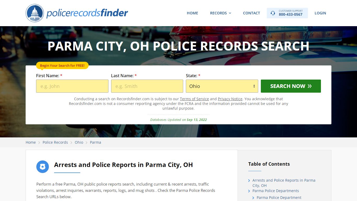 Parma, Canyon County, OH Police Reports & Police Department Records
